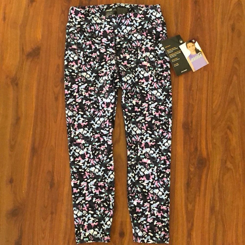 NWT Avia printed leggings girls size small pink blue 